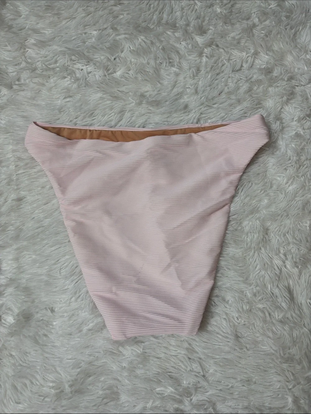 NWT J. Crew Light Pink Ribbed High-Rise Cheeky Bikini Swim Bottoms Size XS